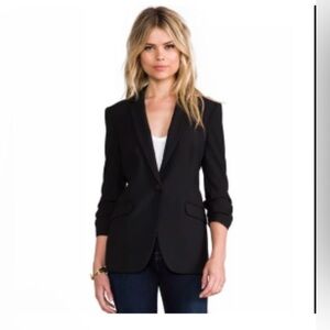 Elizabeth and James Black Blazer Ruched Sleeves Professional Office Size XL